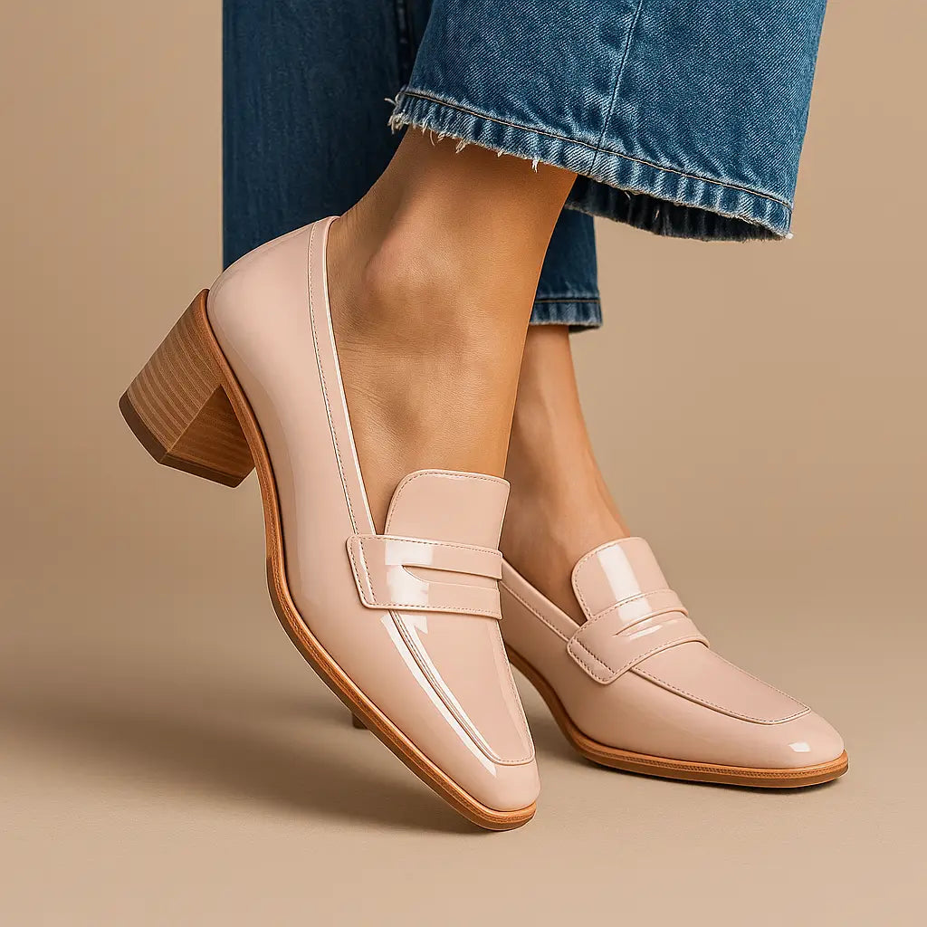 Polishedpink — Polished Leather Loafers With Elegant Slip-On Dress Design Pink
