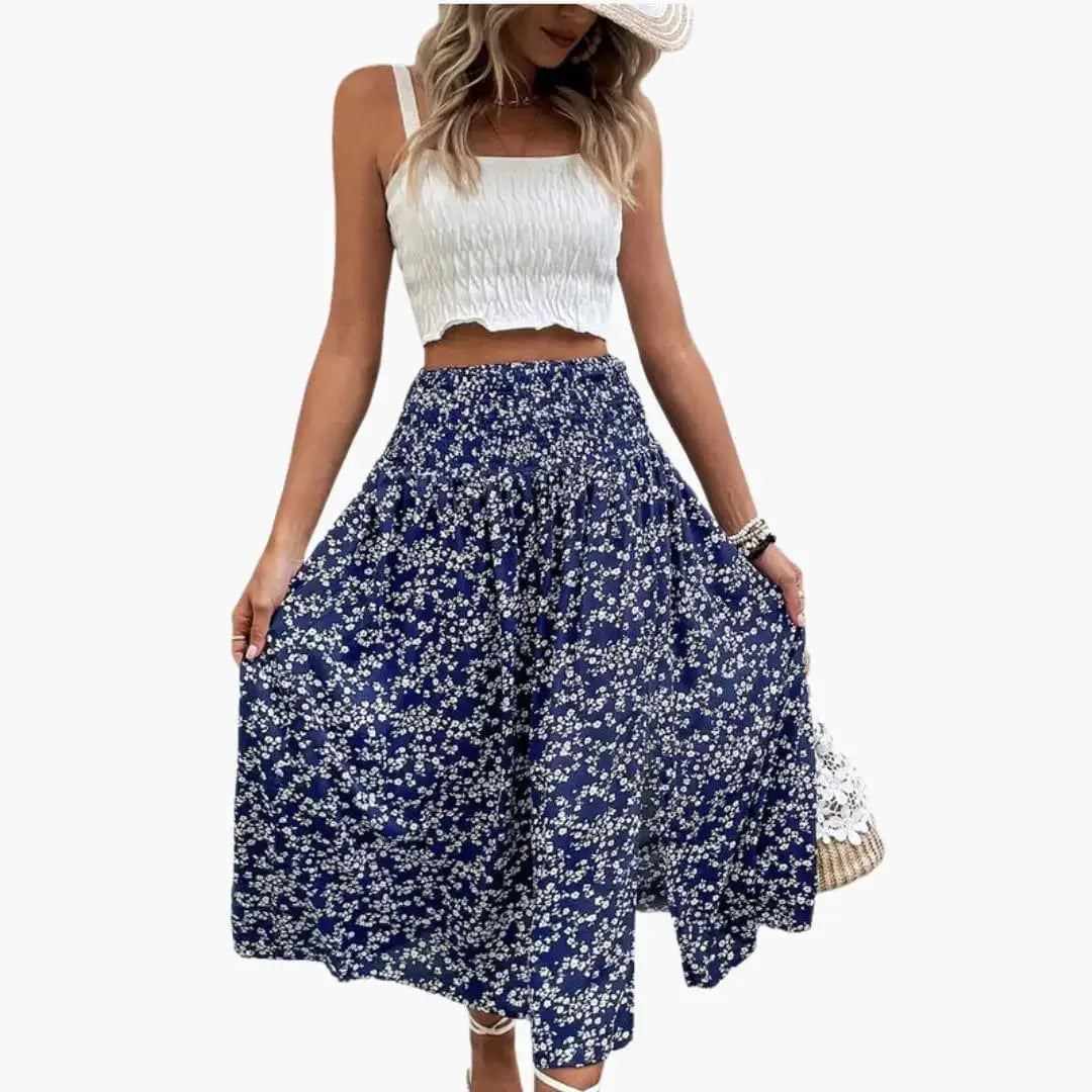Marlowe — Printed Woven Midi Skirt With Stylish A-Line Design And Side Split