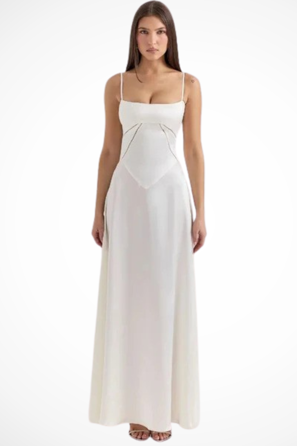 Satincorset — Satin Corset Maxi Dress With Structured Elegant Evening Gown Design