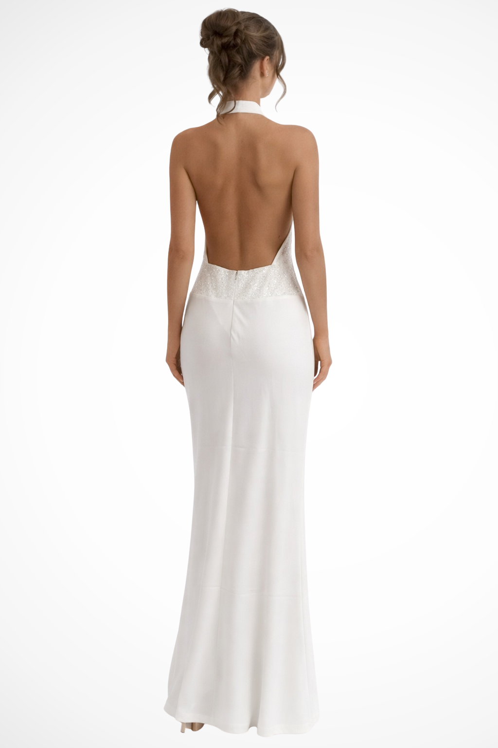 Drapedhalter — Satin Maxi Dress With Draped Halter Neck Evening Gown Design