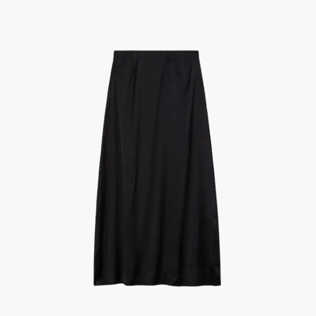 Valentina — Satin Maxi Skirt With High-Waisted Elegant Floor-Length Design Black