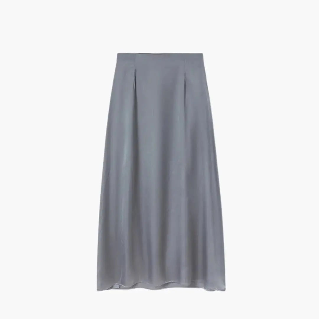 Valentina — Satin Maxi Skirt With High-Waisted Elegant Floor-Length Design Gray