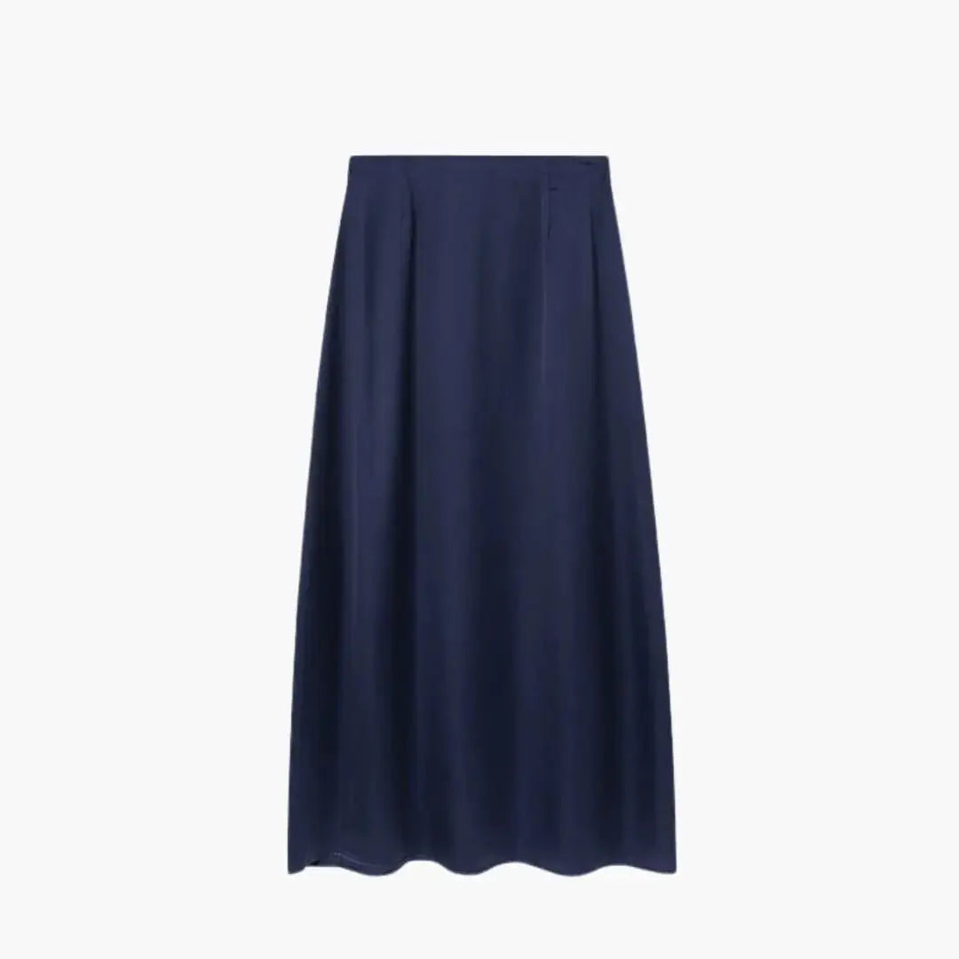 Valentina — Satin Maxi Skirt With High-Waisted Elegant Floor-Length Design Navy Blue