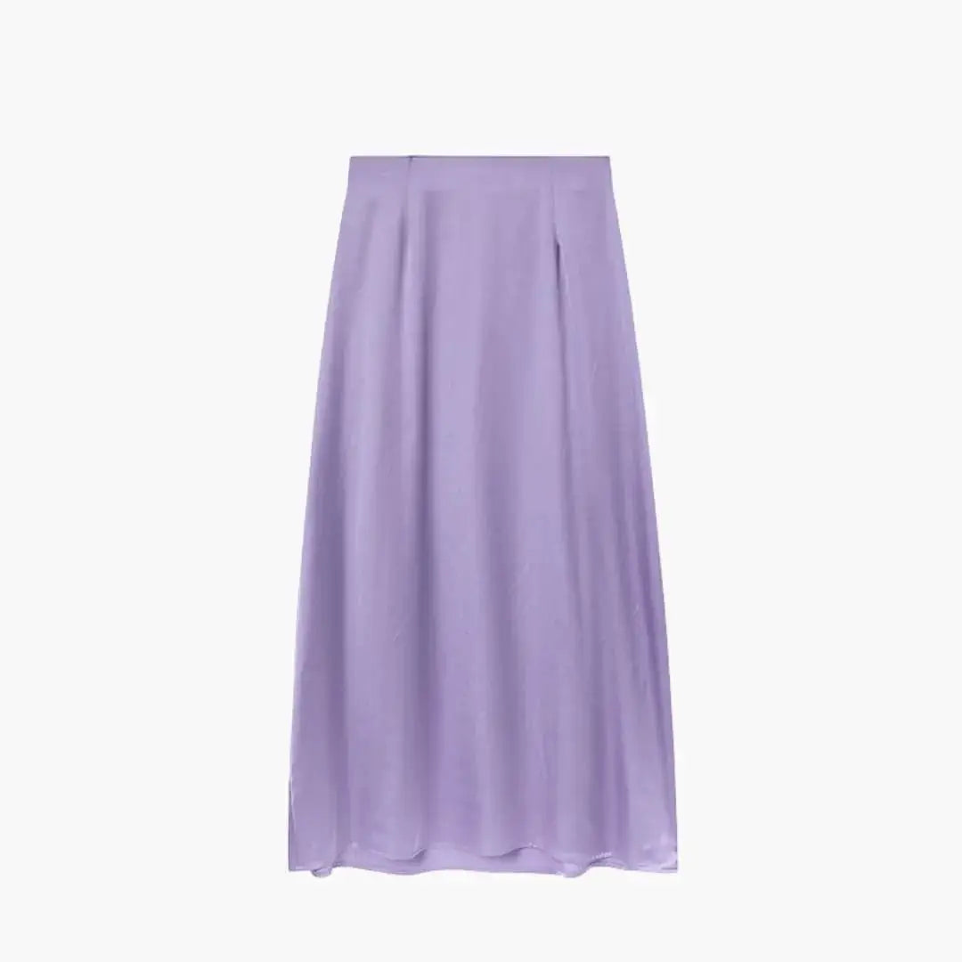 Valentina — Satin Maxi Skirt With High-Waisted Elegant Floor-Length Design Purple