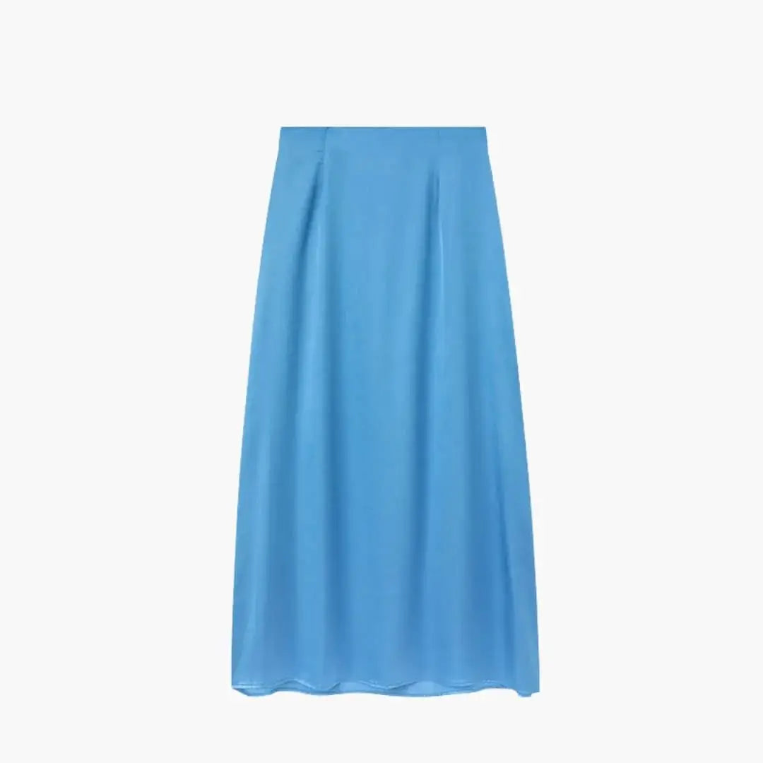 Valentina — Satin Maxi Skirt With High-Waisted Elegant Floor-Length Design Blue