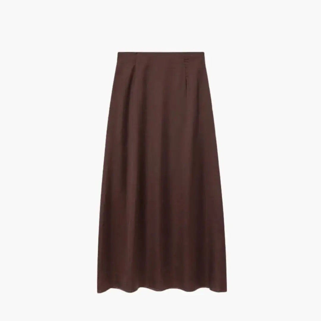 Valentina — Satin Maxi Skirt With High-Waisted Elegant Floor-Length Design Brown