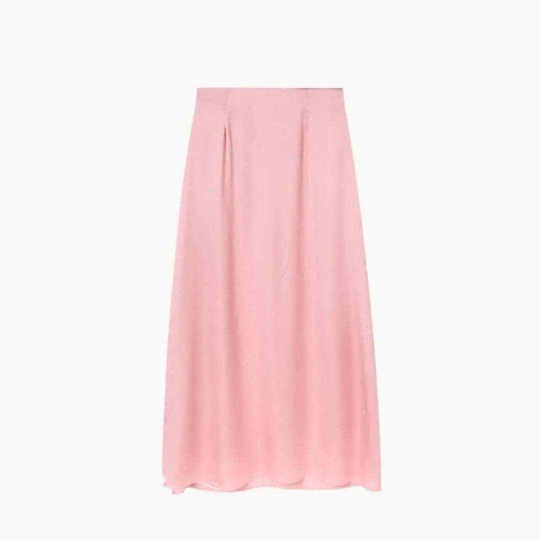 Valentina — Satin Maxi Skirt With High-Waisted Elegant Floor-Length Design Light Pink