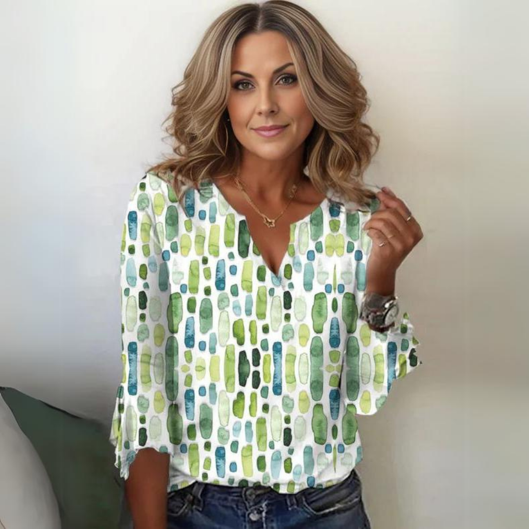 Silvana — Silk Cotton Blouse With Stylish Loose-Fit Summer Style Green