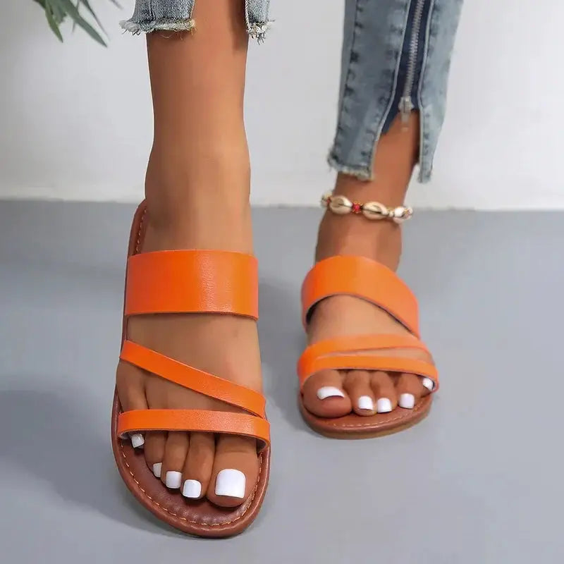 Featherlight — Soft Cushioned Flat Sandals With Elegant Minimalist Summer Design Orange