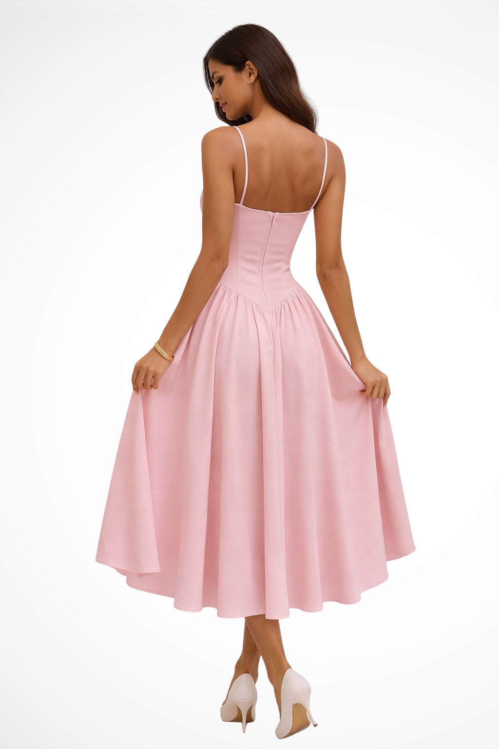 Aflarecorset — Structured Corset Midi Dress With Flared A-Line Silhouette Wedding Design