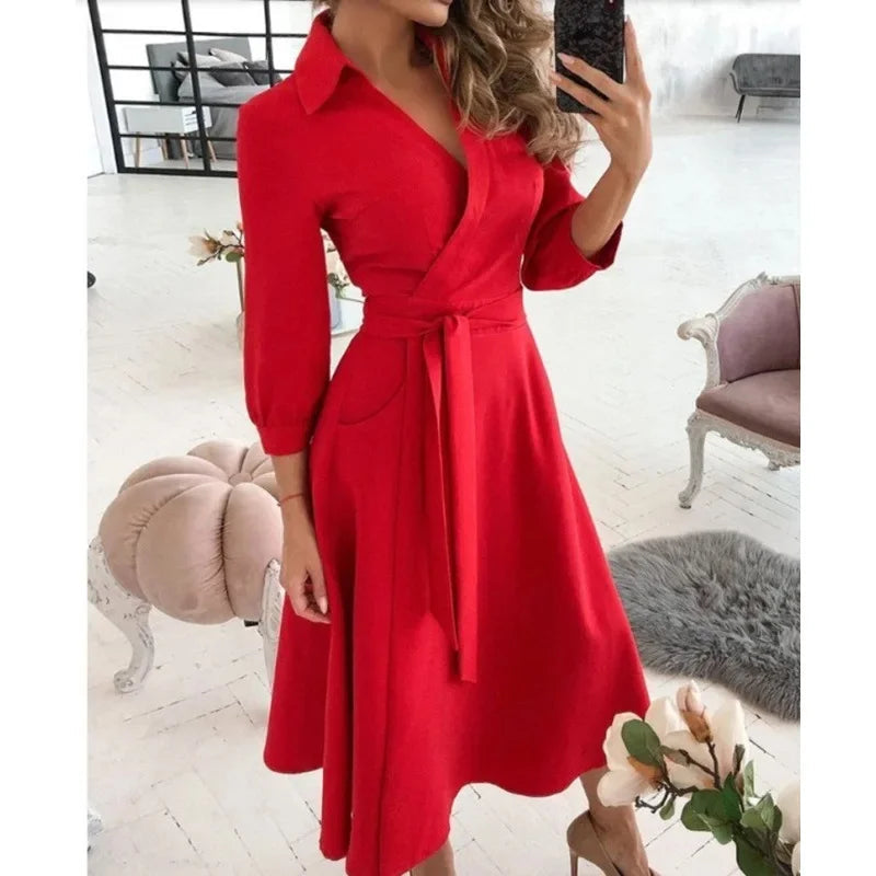 Harriet — Structured Blazer Dress With Elegant Tailored Belted Design Red