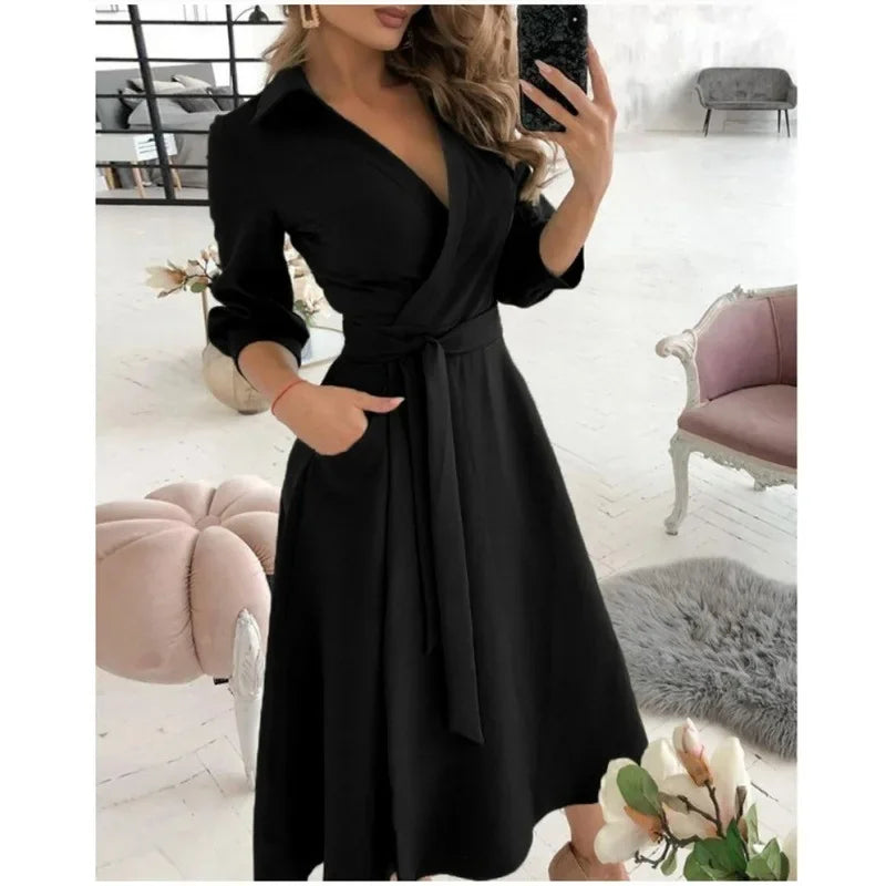 Harriet — Structured Blazer Dress With Elegant Tailored Belted Design Black
