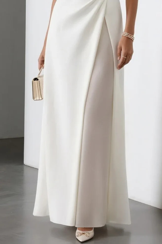 Boatneck — Structured Fabric Maxi Dress With Boat Neck Sleeveless Wedding Design