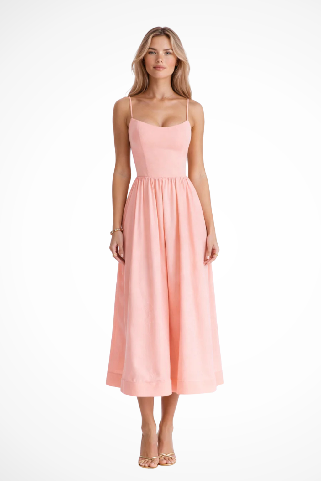 Alinewedding — Structured Midi Dress With A-Line Wedding Guest Attire Design Pink