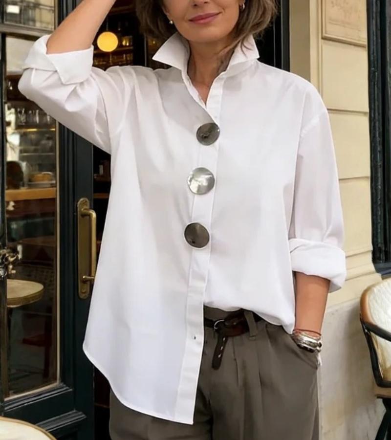 Wexford — Structured Blouse With Modern Tailored Long Sleeve Design White