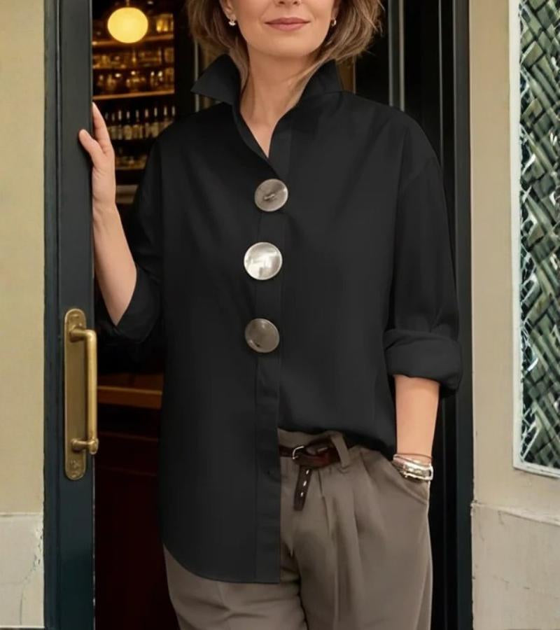 Wexford — Structured Blouse With Modern Tailored Long Sleeve Design Black