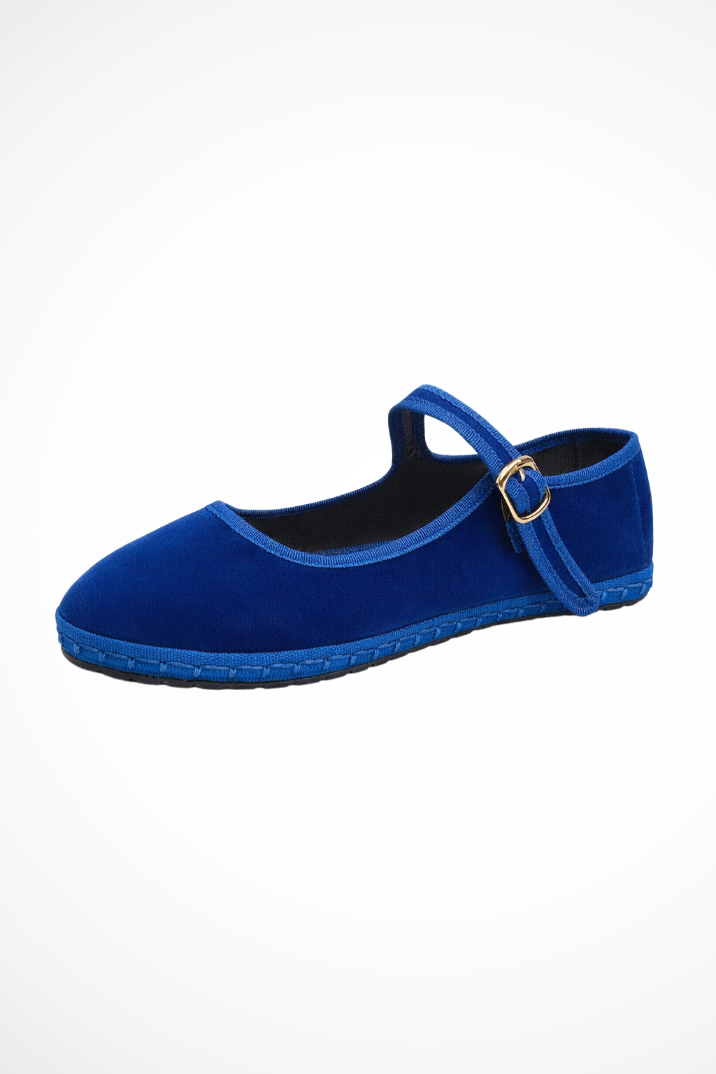 Maryjane — Suede-Like Mary Jane Flats With Classic Round Toe Comfortable Design Blue