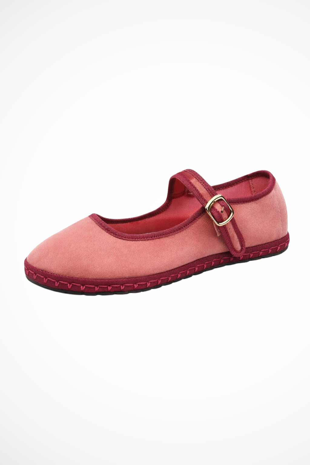 Maryjane — Suede-Like Mary Jane Flats With Classic Round Toe Comfortable Design Pink