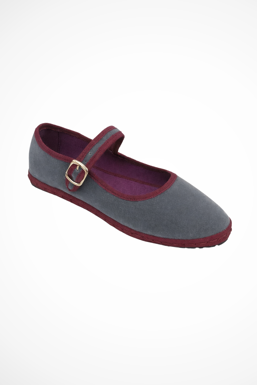 Maryjane — Suede-Like Mary Jane Flats With Classic Round Toe Comfortable Design Grey