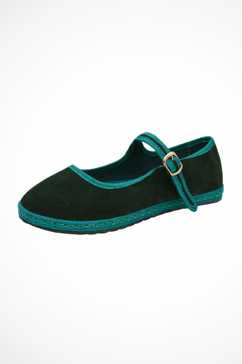 Maryjane — Suede-Like Mary Jane Flats With Classic Round Toe Comfortable Design Green