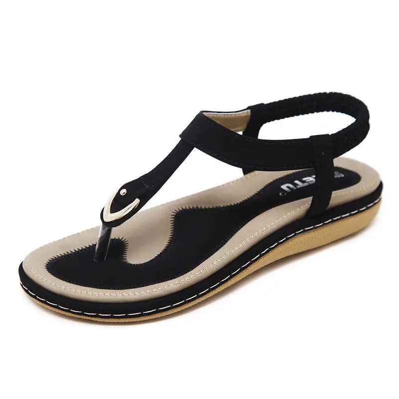 Archway — Synthetic Arch Support Sandals With Elegant Comfortable Flat Design Black