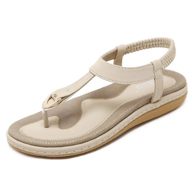 Archway — Synthetic Arch Support Sandals With Elegant Comfortable Flat Design Beige