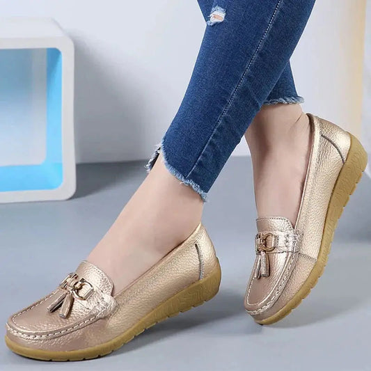 Synthflat — Synthetic Casual Shoes With Stylish Orthopedic Flat Sneaker Design Gold
