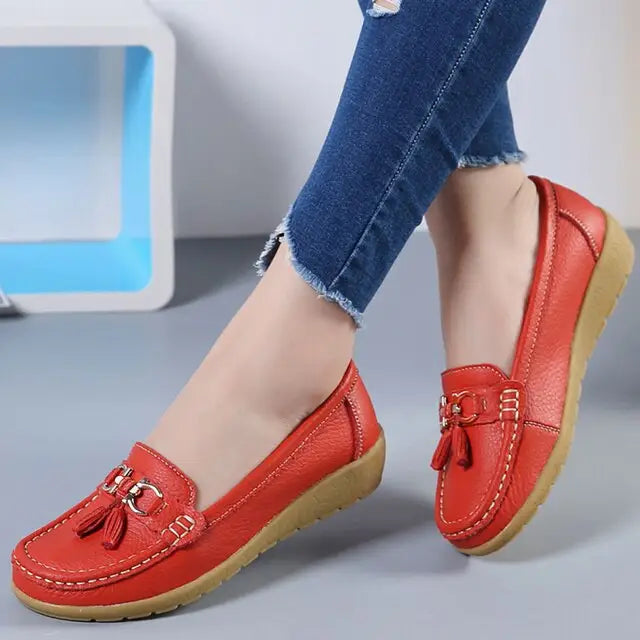 Synthflat — Synthetic Casual Shoes With Stylish Orthopedic Flat Sneaker Design Red