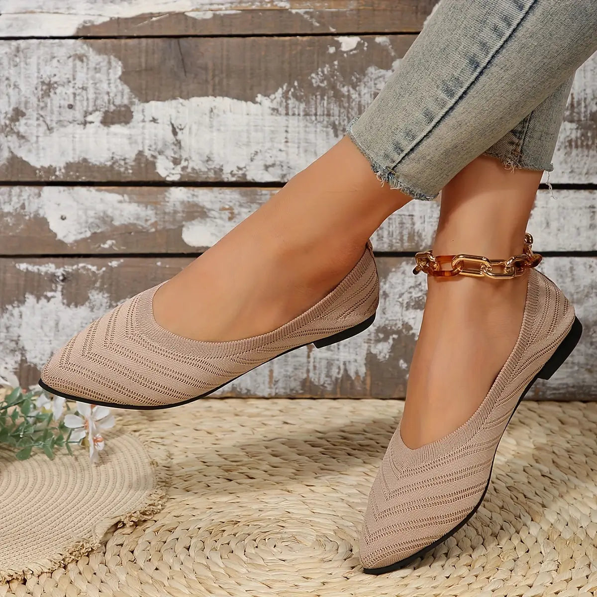 Synthflatelegant — Synthetic Leather Flat Shoes With Comfortable Elegant Casual Design