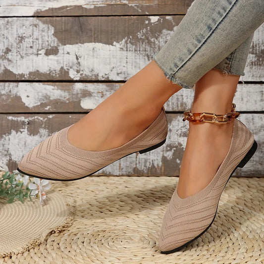 Synthflatelegant — Synthetic Leather Flat Shoes With Comfortable Elegant Casual Design