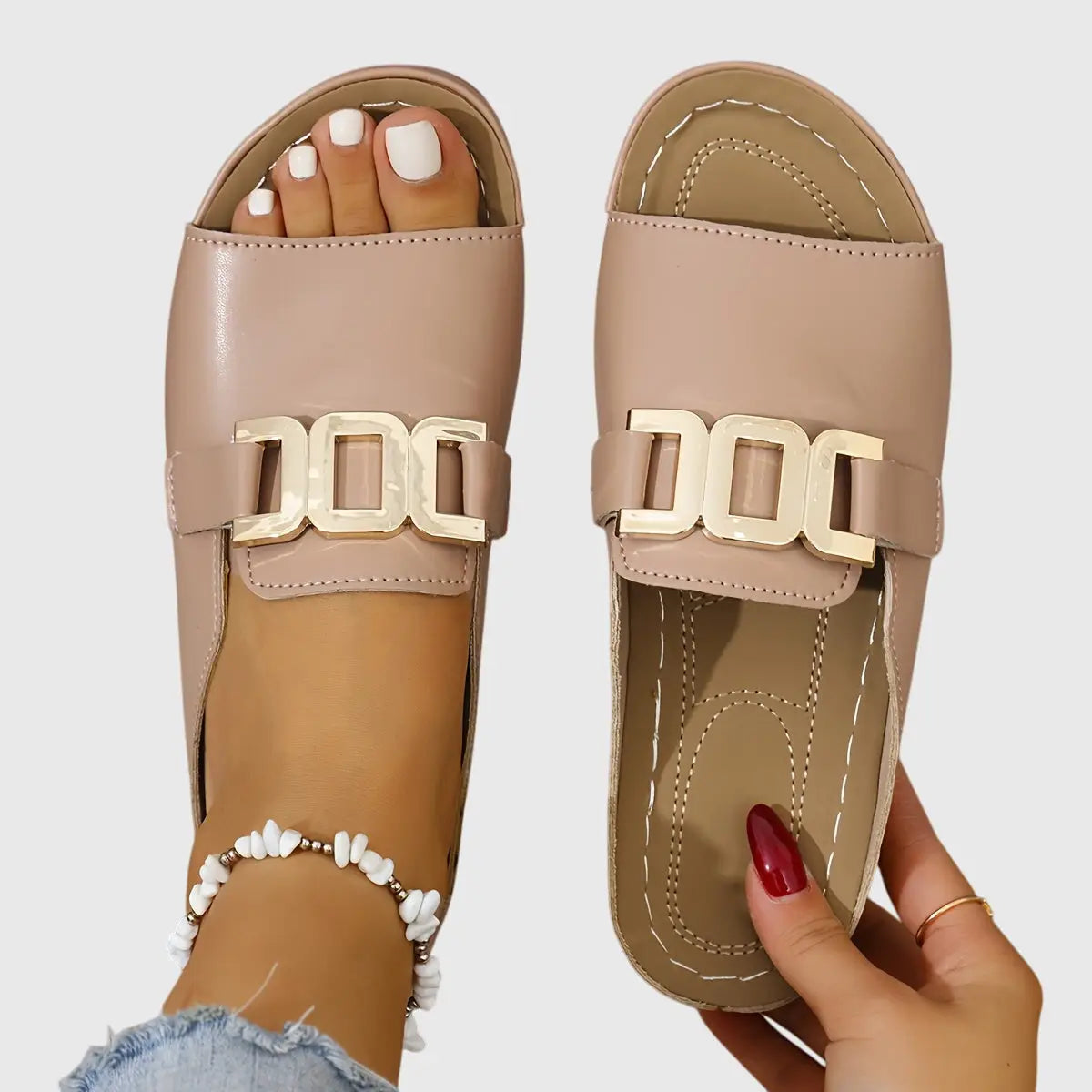 Sintra — Synthetic Open-Toe Sandals With Chic Comfortable Slip-On Design Pink