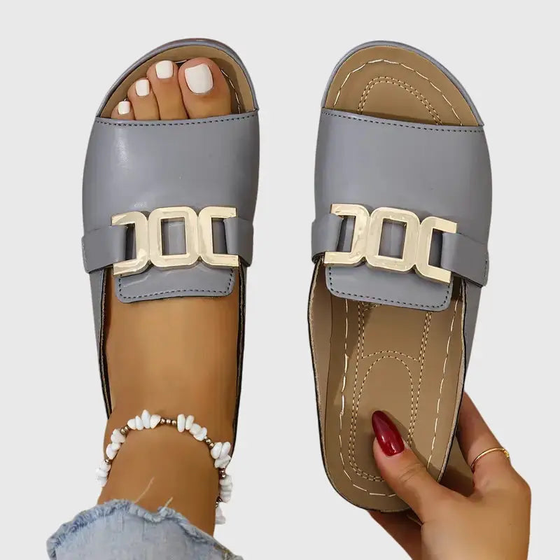 Sintra — Synthetic Open-Toe Sandals With Chic Comfortable Slip-On Design Grey