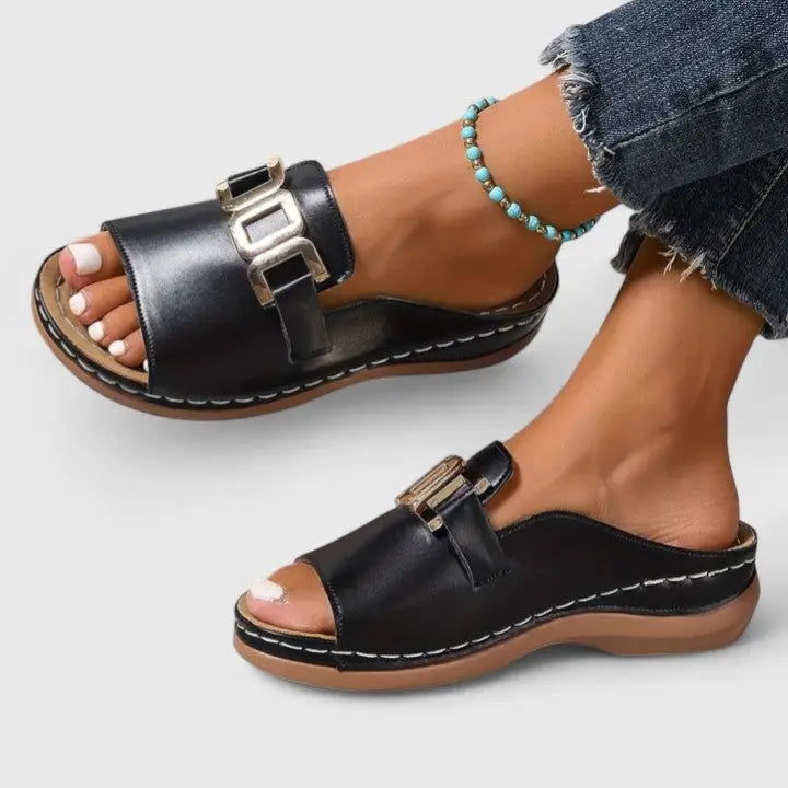 Orthonude — Synthetic Orthopedic Sandals With Comfortable Elegant Summer Design Black