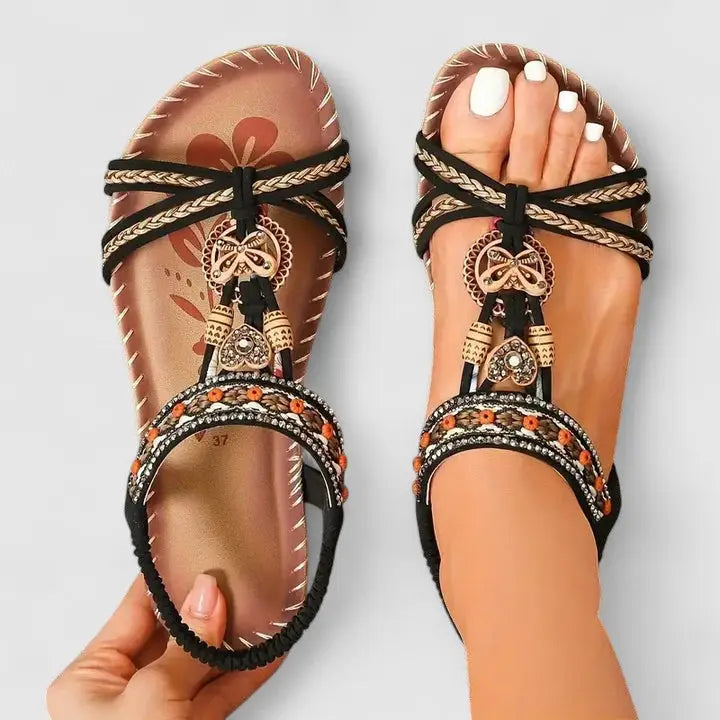 Orthoslip — Synthetic Orthopedic Sandals With Comfortable Slip-On Supportive Design Light Black