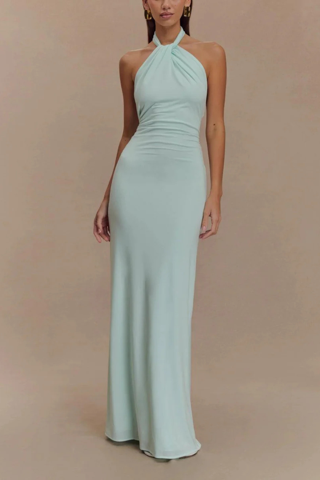Twistedknot — Twisted Knot Open Back Maxi Dress With Sleek Bodycon Wedding Silhouette
