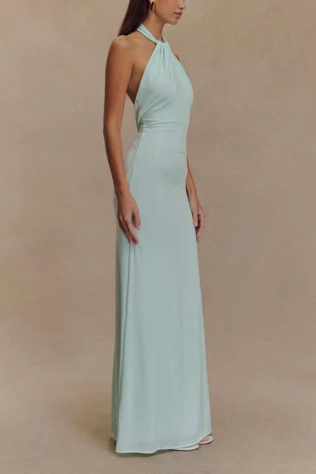 Twistedknot — Twisted Knot Open Back Maxi Dress With Sleek Bodycon Wedding Silhouette