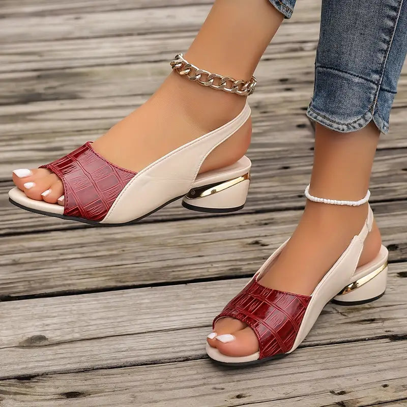 Slingtwo — Two-Tone Open Toe Sandals With Comfortable Slingback Summer Design
