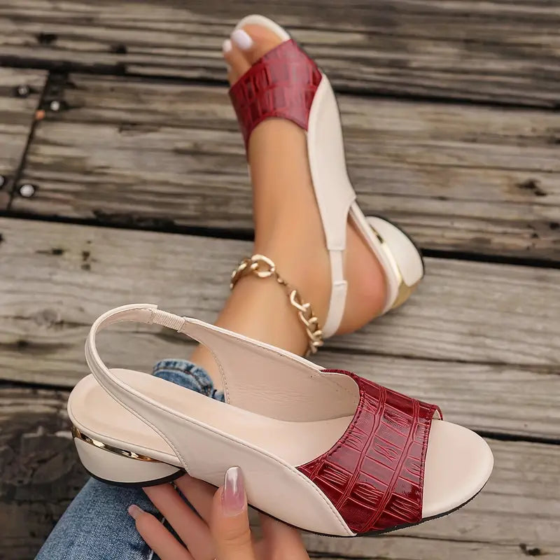 Slingtwo — Two-Tone Open Toe Sandals With Comfortable Slingback Summer Design