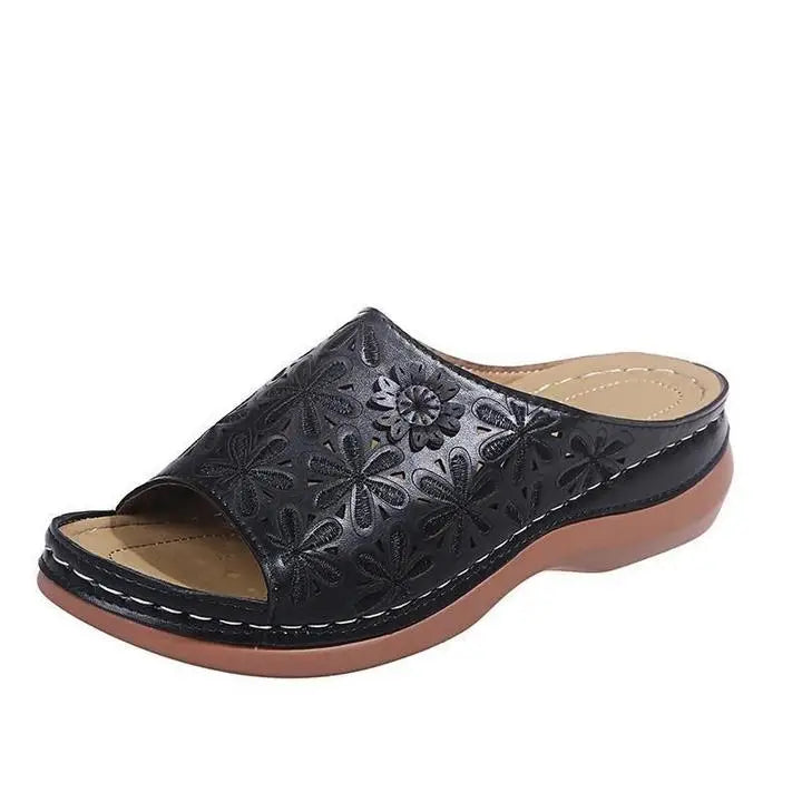 Heritage — Vintage Cushioned Sandals With Orthopedic Comfort Walking Design Black