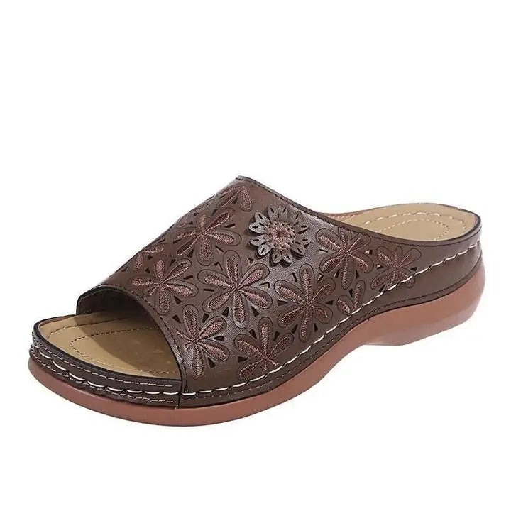 Heritage — Vintage Cushioned Sandals With Orthopedic Comfort Walking Design Brown