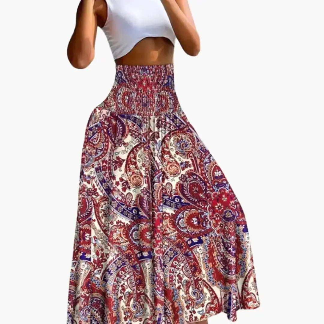Wilhelmina — Woven A-Line Skirt With Comfortable Long Pull-On Pocket Design Purple