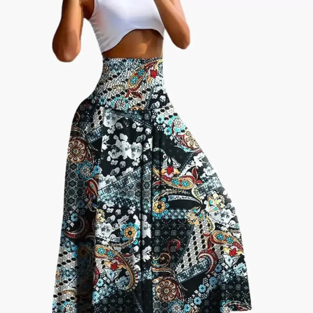 Wilhelmina — Woven A-Line Skirt With Comfortable Long Pull-On Pocket Design Black