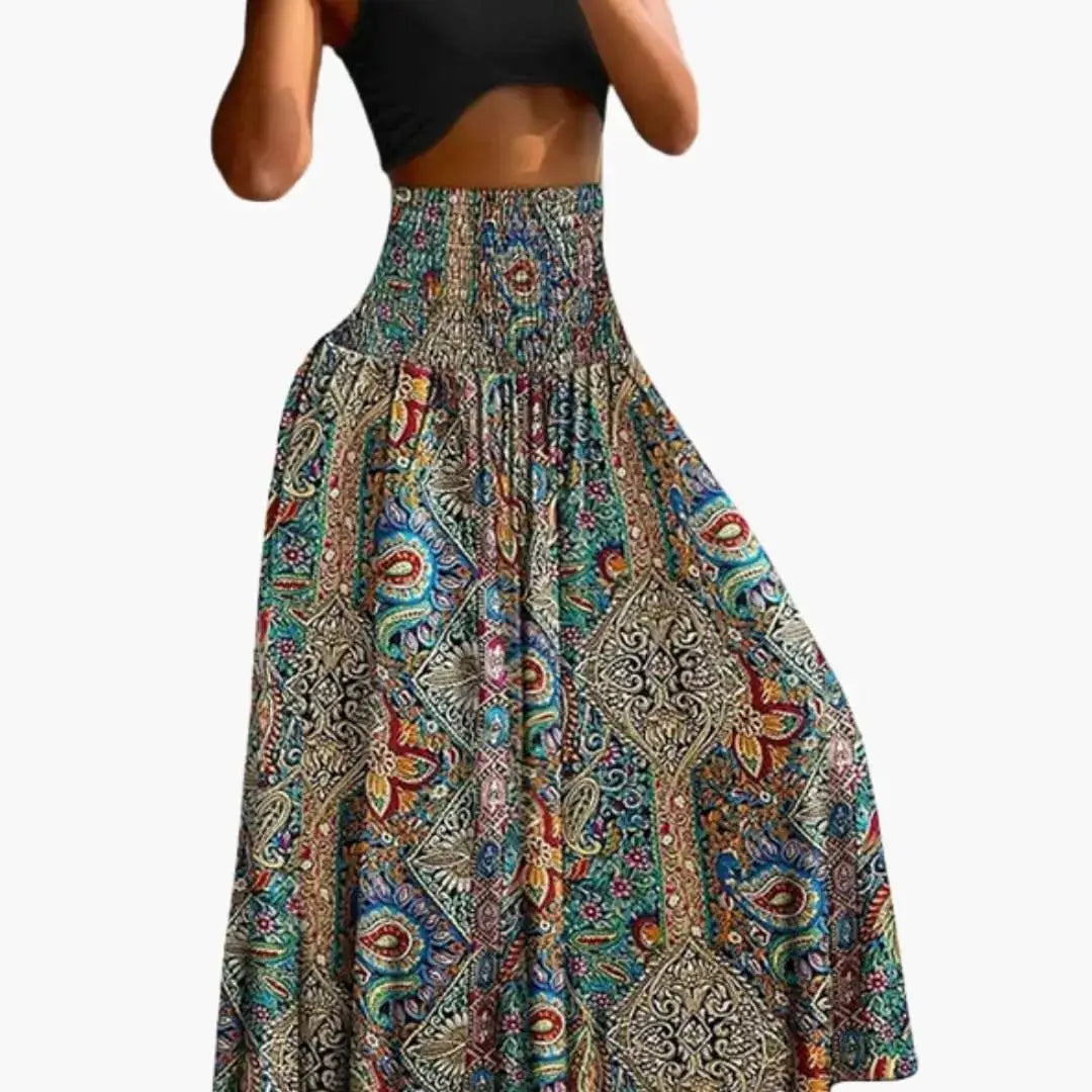 Wilhelmina — Woven A-Line Skirt With Comfortable Long Pull-On Pocket Design Multicolour