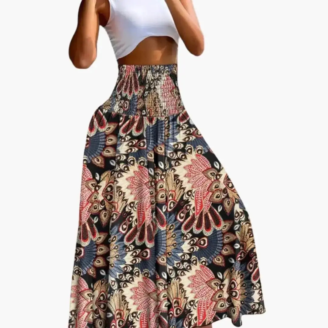 Wilhelmina — Woven A-Line Skirt With Comfortable Long Pull-On Pocket Design Pink