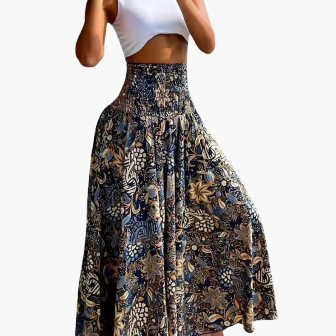 Wilhelmina — Woven A-Line Skirt With Comfortable Long Pull-On Pocket Design Navy Blue