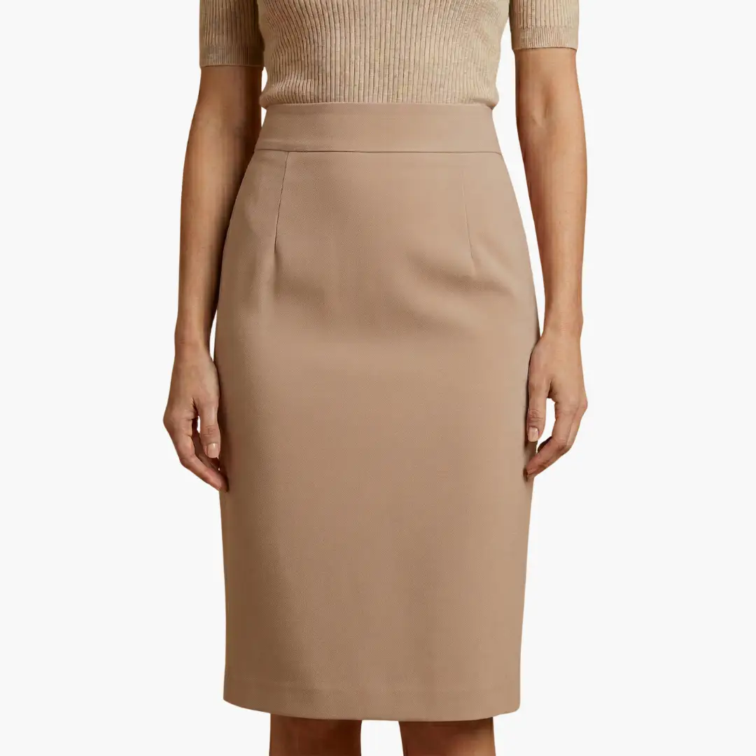 Marisol — Woven Midi Skirt With Flared Hemline Pockets Comfortable Casual Style Khaki