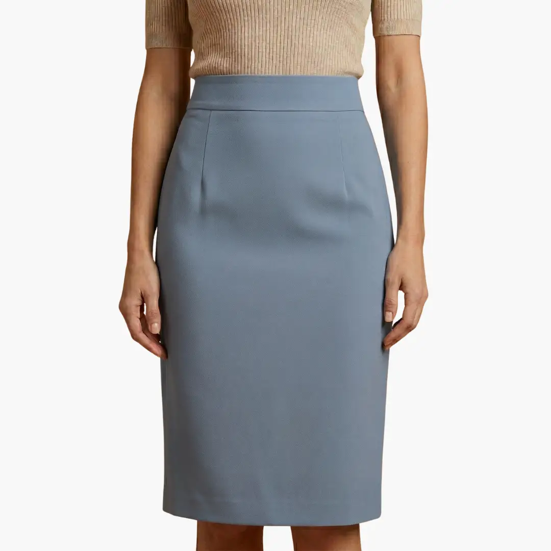 Marisol — Woven Midi Skirt With Flared Hemline Pockets Comfortable Casual Style Blue