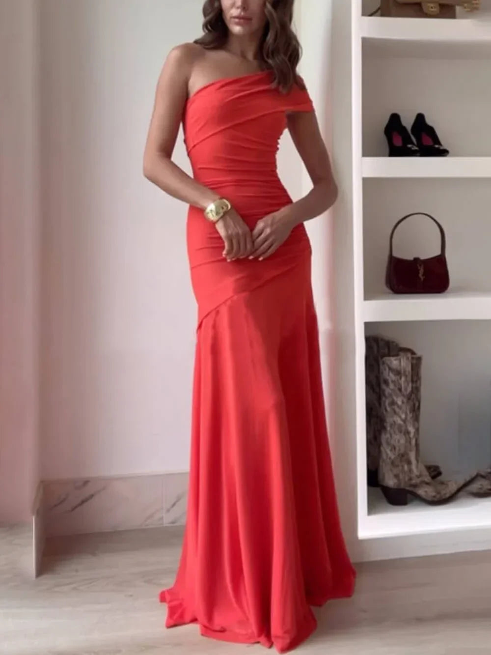 Serenella — Elegant Maxi Dress With Sophisticated Asymmetric Neckline