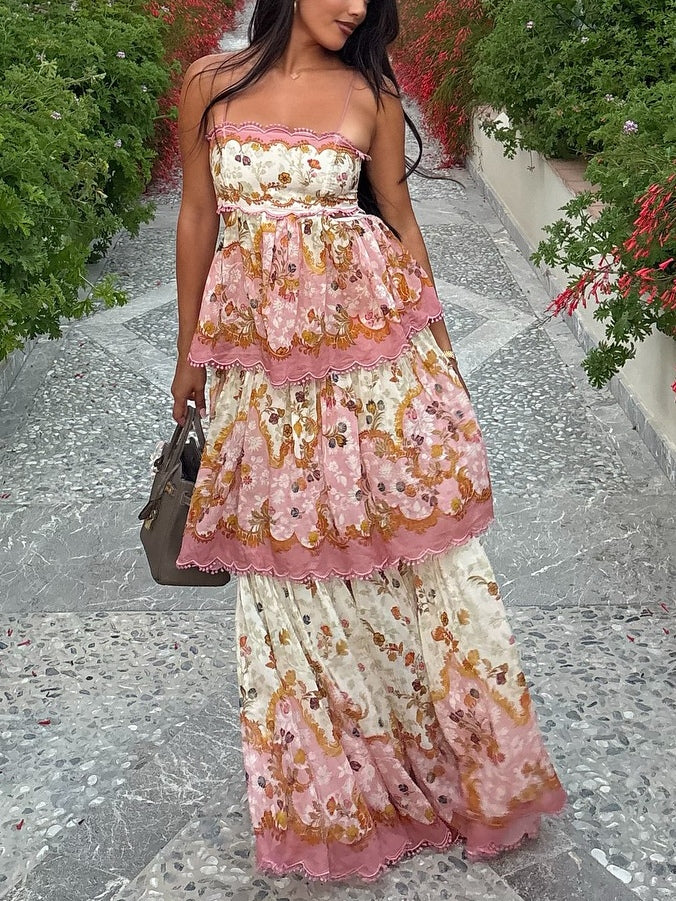 Laurel Tiered Maxi Dress Pink