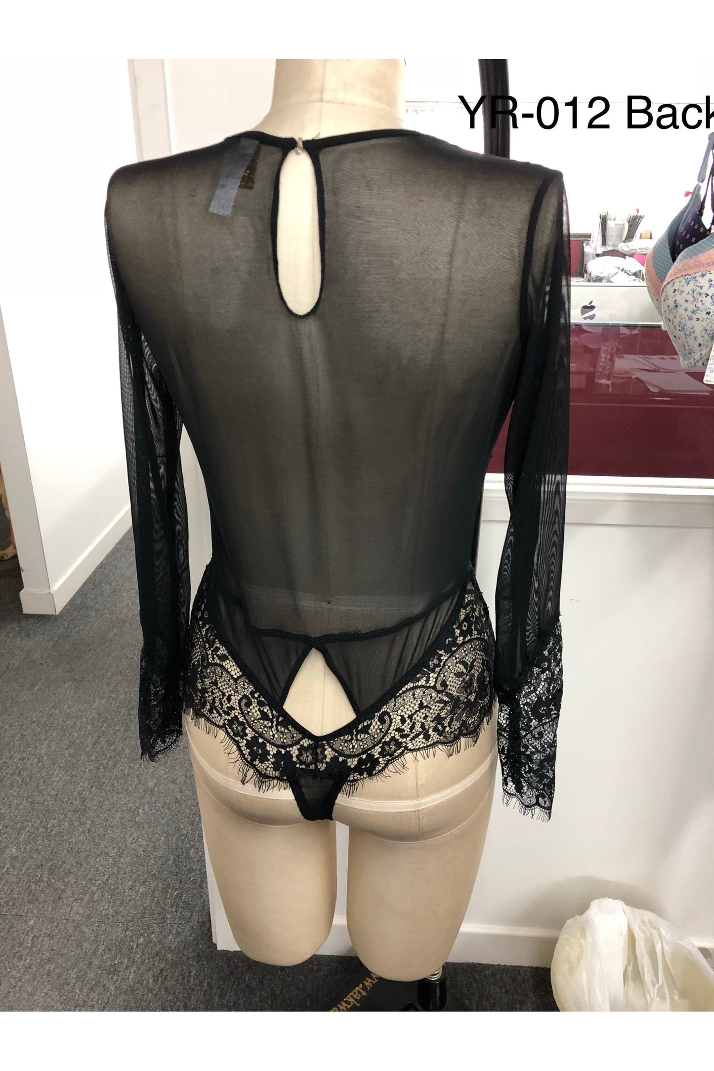 Ladies Lace Deep V Neck Eyelash Lace Size Bodysuit